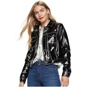 Vegan Leather Black Nine West Jacket